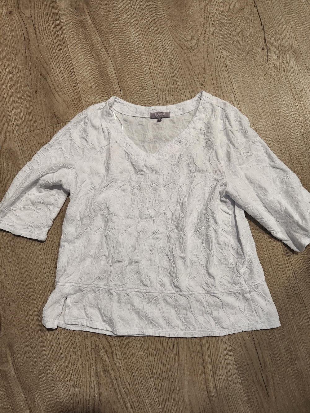 Habitat White Textured V-Neck Top 100% Cotton